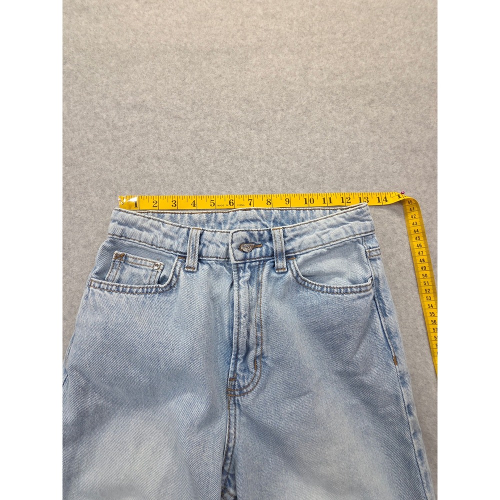 &Denim Wide Leg Ultra High Waist Light Wash Raw Hem Jeans Womens Size 2 - Picture 14 of 15
